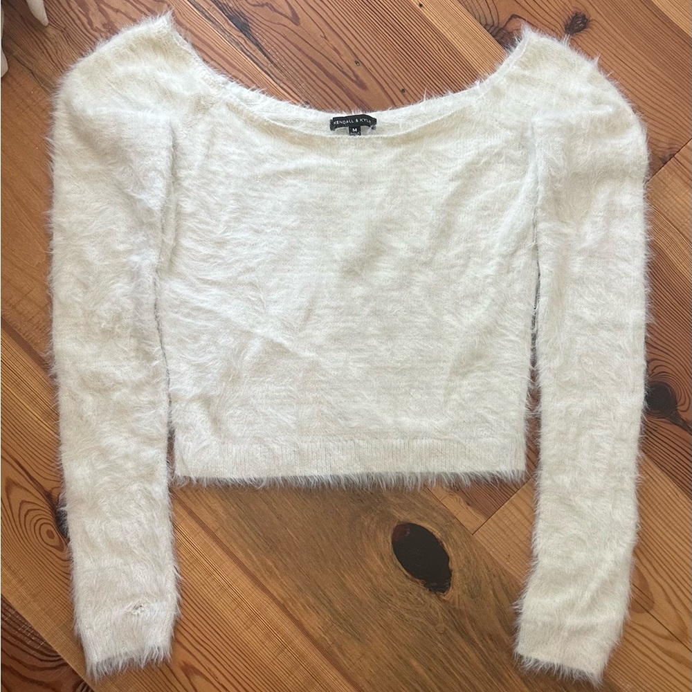 Kendall & Kylie Fluffy Cream Sweater